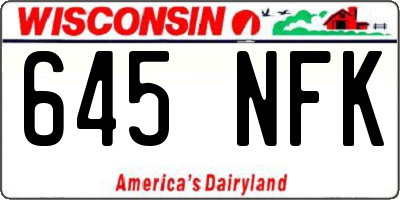 WI license plate 645NFK