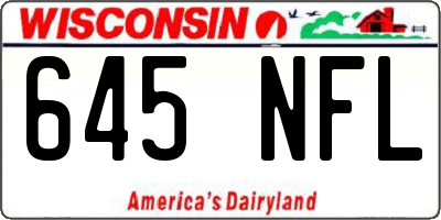 WI license plate 645NFL