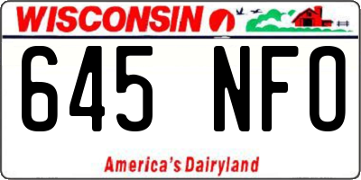 WI license plate 645NFO