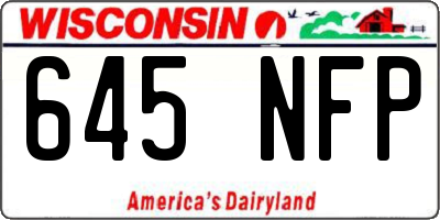 WI license plate 645NFP
