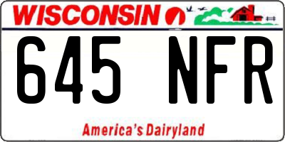 WI license plate 645NFR