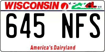 WI license plate 645NFS