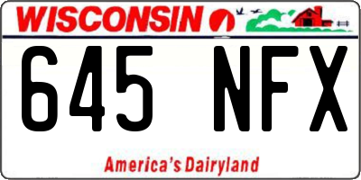 WI license plate 645NFX