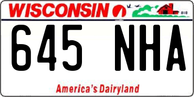 WI license plate 645NHA