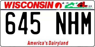 WI license plate 645NHM