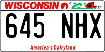 WI license plate 645NHX