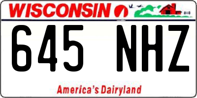 WI license plate 645NHZ
