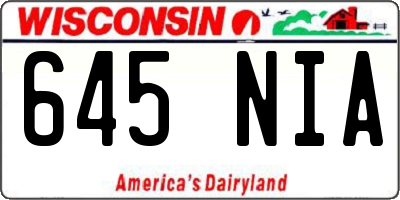 WI license plate 645NIA