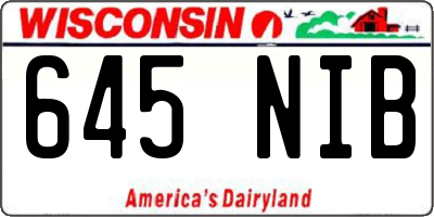 WI license plate 645NIB