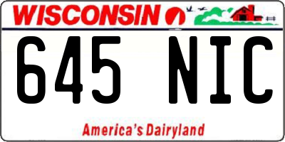 WI license plate 645NIC