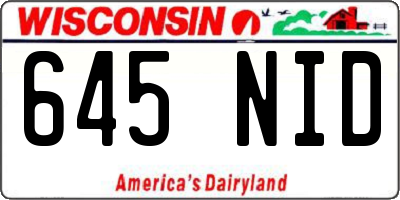 WI license plate 645NID