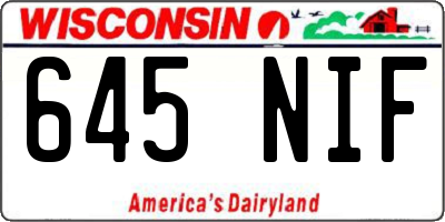 WI license plate 645NIF