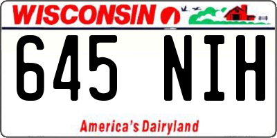 WI license plate 645NIH