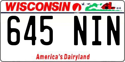 WI license plate 645NIN