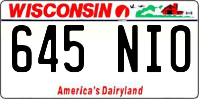 WI license plate 645NIO
