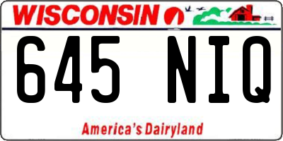 WI license plate 645NIQ