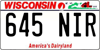 WI license plate 645NIR