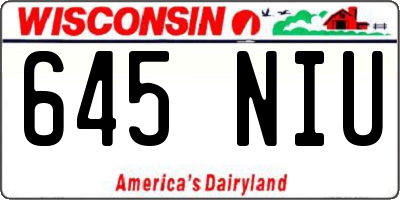 WI license plate 645NIU