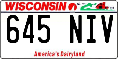 WI license plate 645NIV
