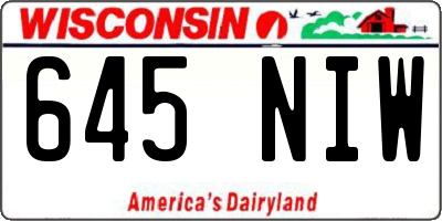 WI license plate 645NIW