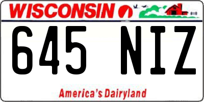 WI license plate 645NIZ
