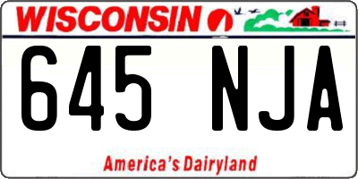 WI license plate 645NJA
