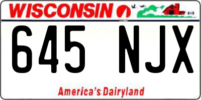 WI license plate 645NJX