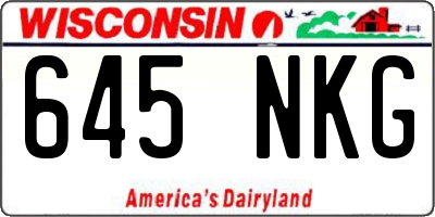 WI license plate 645NKG