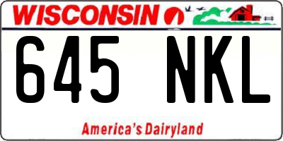 WI license plate 645NKL