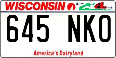 WI license plate 645NKO