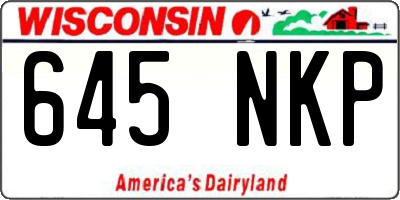 WI license plate 645NKP