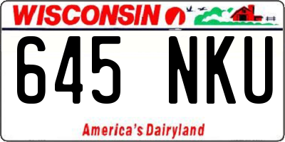 WI license plate 645NKU