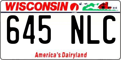 WI license plate 645NLC