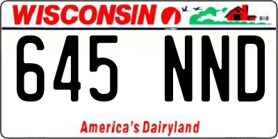 WI license plate 645NND