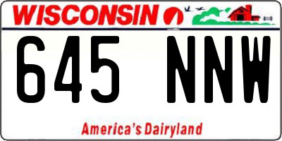 WI license plate 645NNW