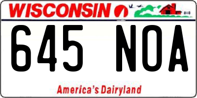 WI license plate 645NOA