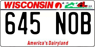 WI license plate 645NOB
