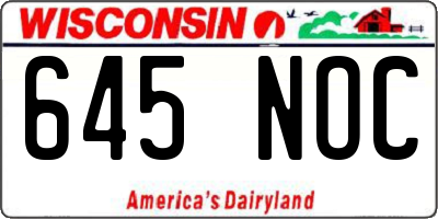 WI license plate 645NOC