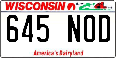 WI license plate 645NOD
