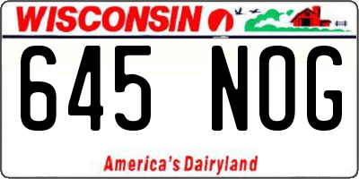 WI license plate 645NOG