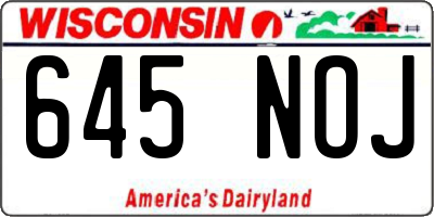 WI license plate 645NOJ