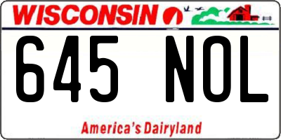WI license plate 645NOL