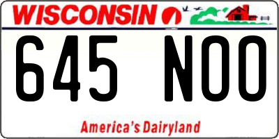 WI license plate 645NOO