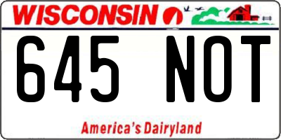 WI license plate 645NOT