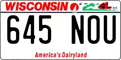 WI license plate 645NOU