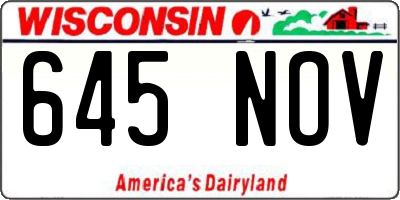 WI license plate 645NOV
