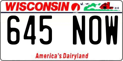 WI license plate 645NOW