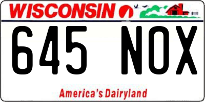 WI license plate 645NOX