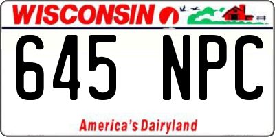 WI license plate 645NPC