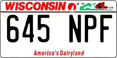 WI license plate 645NPF